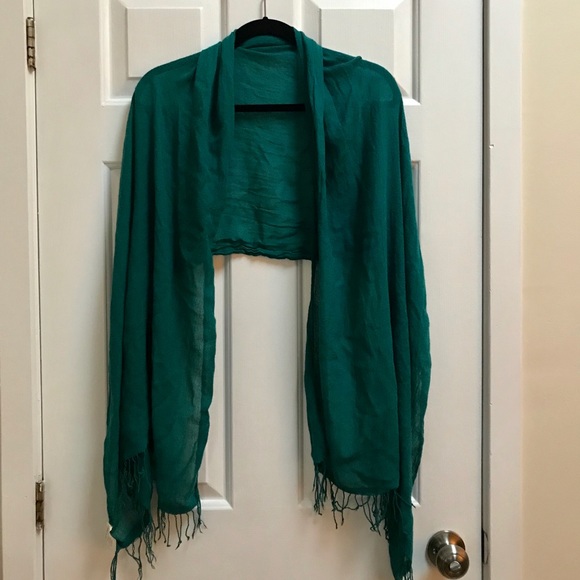 [Lucky & Coco] Teal Fringe Wrap Scarf - Picture 1 of 3